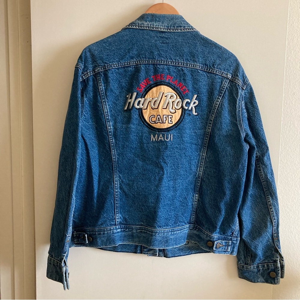 Vintage Lee Denim Jacket Save the Plantat Hard Rock Cafe Maui - Picture 3 of 6